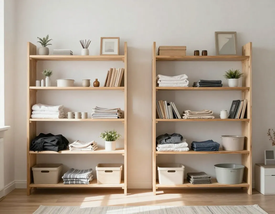 Organized living space showing decluttering results