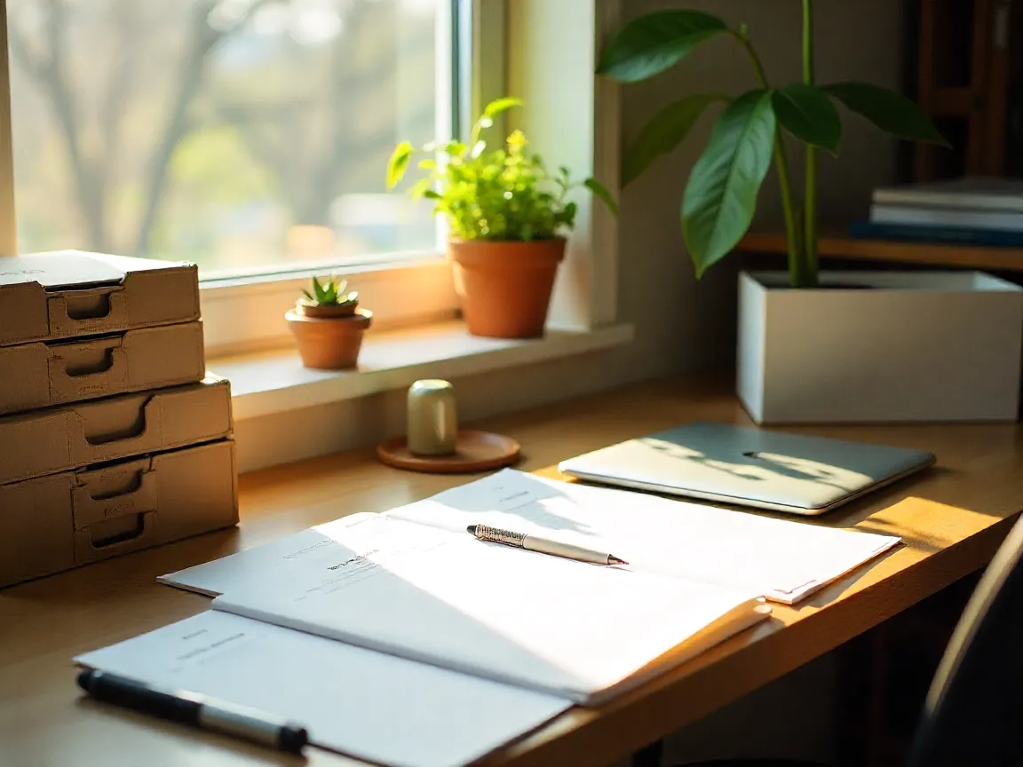 Clean organized workspace promoting productivity and focus